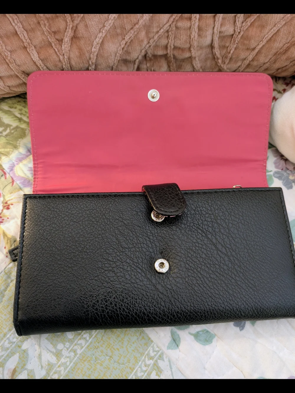 Polka Dot Black Wallet & Hot Pink Makeup/Coin Set